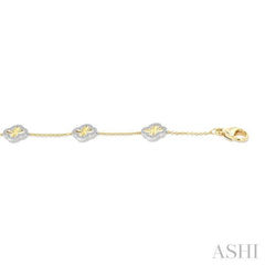 1/3 Ctw Fluted Clover Round Cut Diamond Pirouette Fashion Bracelet in 14K Yellow and White Gold