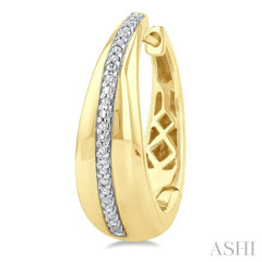1/10 Ctw Bold Round Cut Diamond Panel Fashion Hoop Earrings in Yellow Gold Vermeil