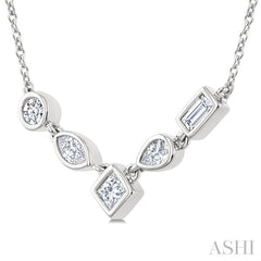 1/4 Ctw Mixed Cut Diamond Fashion Necklace in 14K White Gold