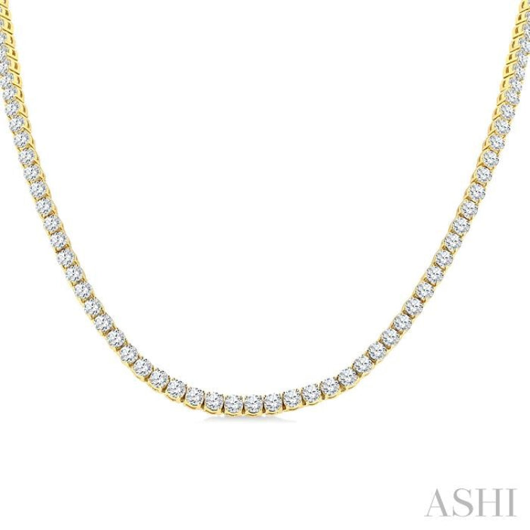20 Ctw Round Cut Diamond Tennis Necklace in 14K Yellow Gold