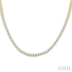 20 Ctw Round Cut Diamond Tennis Necklace in 14K Yellow Gold