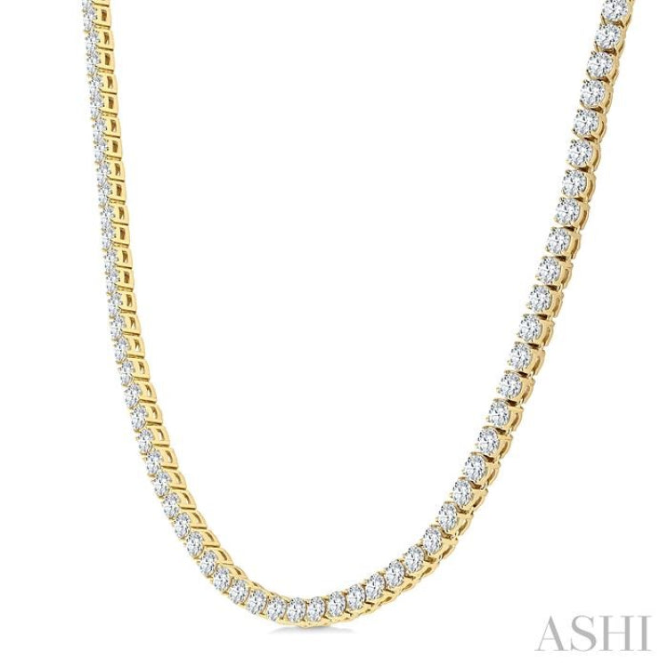 20 Ctw Round Cut Diamond Tennis Necklace in 14K Yellow Gold