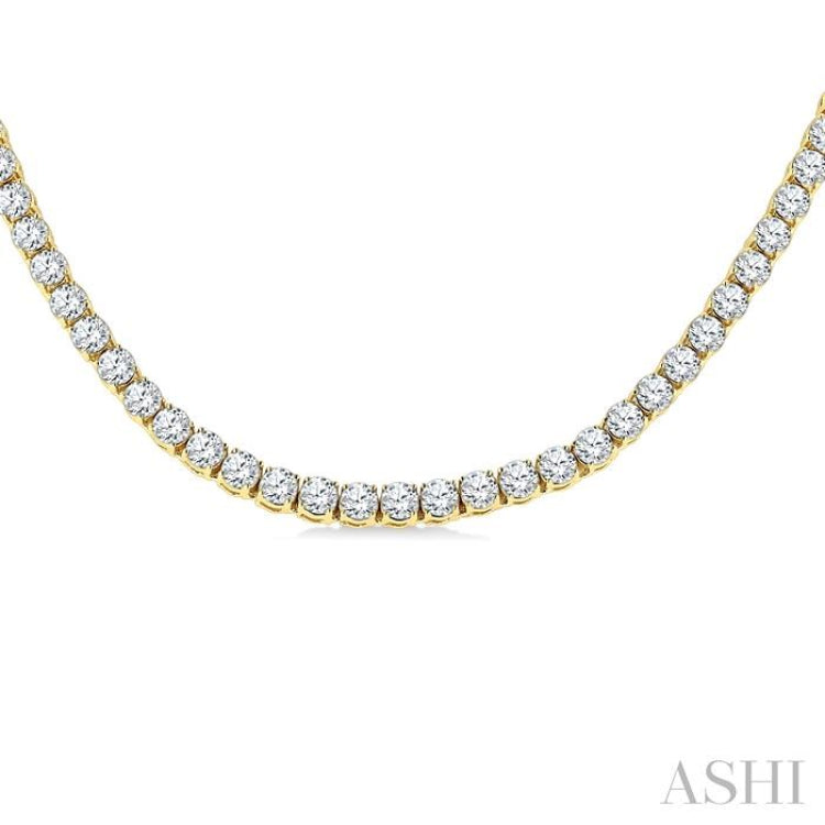 20 Ctw Round Cut Diamond Tennis Necklace in 14K Yellow Gold