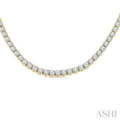 20 Ctw Round Cut Diamond Tennis Necklace in 14K Yellow Gold