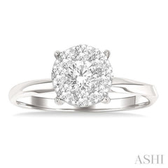 5/8 Ctw Circular Shape Lovebright Round Cut Diamond Engagement Ring in 14K White Gold