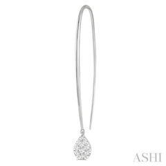 1/2 Ctw Pear Shape Dangler Lovebright Round Cut Diamond Earrings in 14K White Gold