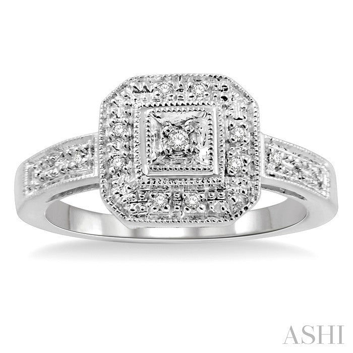 1/20 Ctw Round Cut Diamond Ring in 14K White Gold