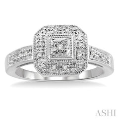 1/20 Ctw Round Cut Diamond Ring in 14K White Gold