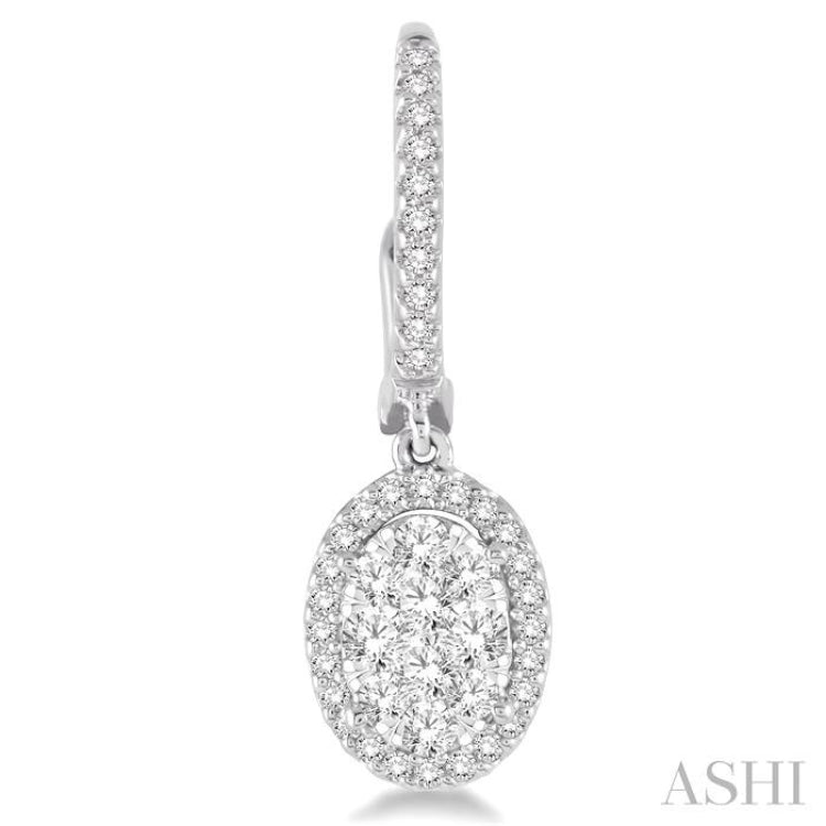 1 Ctw Oval Shape Diamond Lovebright Earrings in 14K White Gold