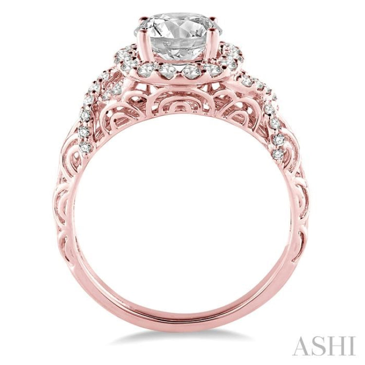 1/2 Ctw Diamond Semi-Mount Engagement Ring in 14K Rose Gold