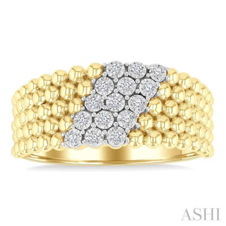 1/10 Ctw Bold Bead and Slanted Round Cut Bead Bijoux Diamond Fashion Band in Yellow Gold Vermeil