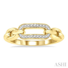 1/10 Ctw Round Cut Diamond Paperclip Ring in Yellow Gold Vermeil