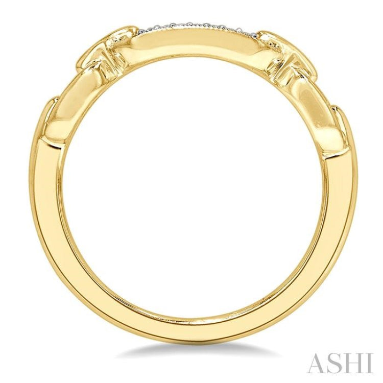 1/10 Ctw Round Cut Diamond Paperclip Ring in Yellow Gold Vermeil
