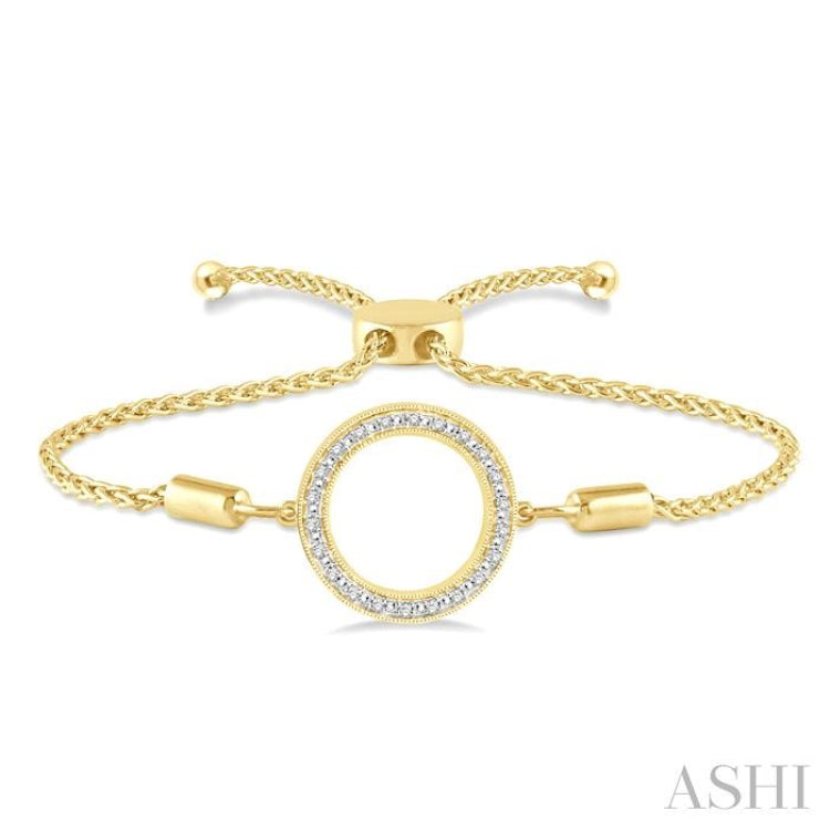 1/10 Ctw Hollow Cut Circle Round Cut Diamond Lariat Bracelet in Yellow Gold Vermeil