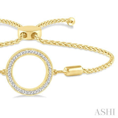 1/10 Ctw Hollow Cut Circle Round Cut Diamond Lariat Bracelet in Yellow Gold Vermeil