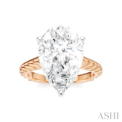 1/8 Ctw Pear Shape Round Cut Diamond Akari Wheat Shank Semi-Mount Engagement Ring in 14K Rose and White Gold