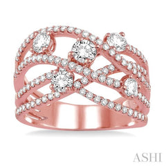 1 Ctw Round Cut Diamond Fashion Ring in 14K Rose Gold