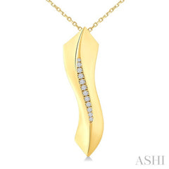 1/10 Ctw Wave Round Cut Diamond Fashion Pendant in 14K Yellow Gold