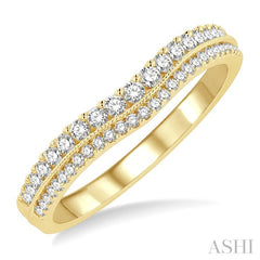 1/3 Ctw Twin Row Round Cut Diamond Wedding Band in 14K Yellow Gold