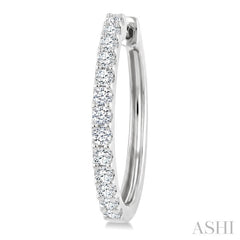 1 Ctw Round Cut Diamond Hoop Earrings in 14K White Gold
