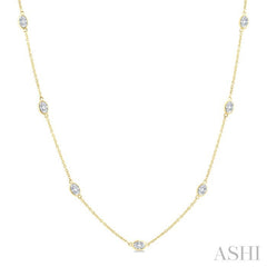2 Ctw Oval Cut Diamond Fashion Station Necklace in 14K Yellow Gold