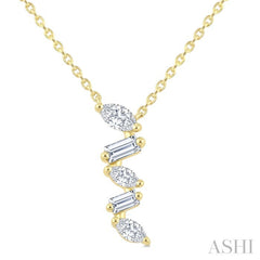 1/3 Ctw Zig-Zag Mixed Cut Diamond Fashion Pendant With Chain in 10K Yellow Gold