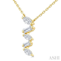 1/3 Ctw Zig-Zag Mixed Cut Diamond Fashion Pendant With Chain in 10K Yellow Gold