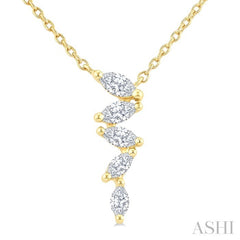 1/4 Ctw Zig-Zag Marquise Cut Diamond Fashion Pendant With Chain in 10K Yellow Gold