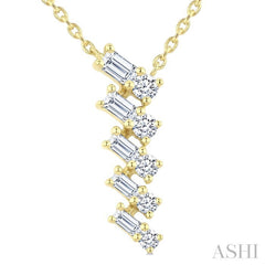 1/4 Ctw Zig-Zag Mixed Cut Diamond Fashion Pendant With Chain in 10K Yellow Gold