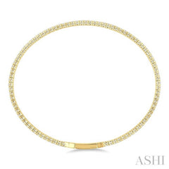 2 Ctw Round Cut Diamond Fullway Straight Flex Bangle in 14K Yellow Gold