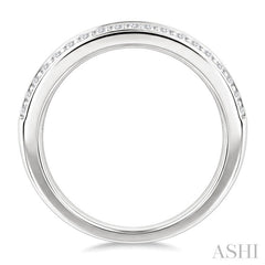1 1/2 Ctw Channel Set Baguette and Round Cut Diamond Wedding Band in 14K White Gold