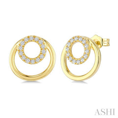 1/6 Ctw Nested Round Frame Round Cut Diamond Fashion Drop Earrings in 10K Yellow Gold