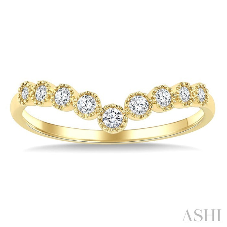 1/5 Ctw Chevron Bezel Set Round Cut Diamond Fashion Band in 14K Yellow Gold