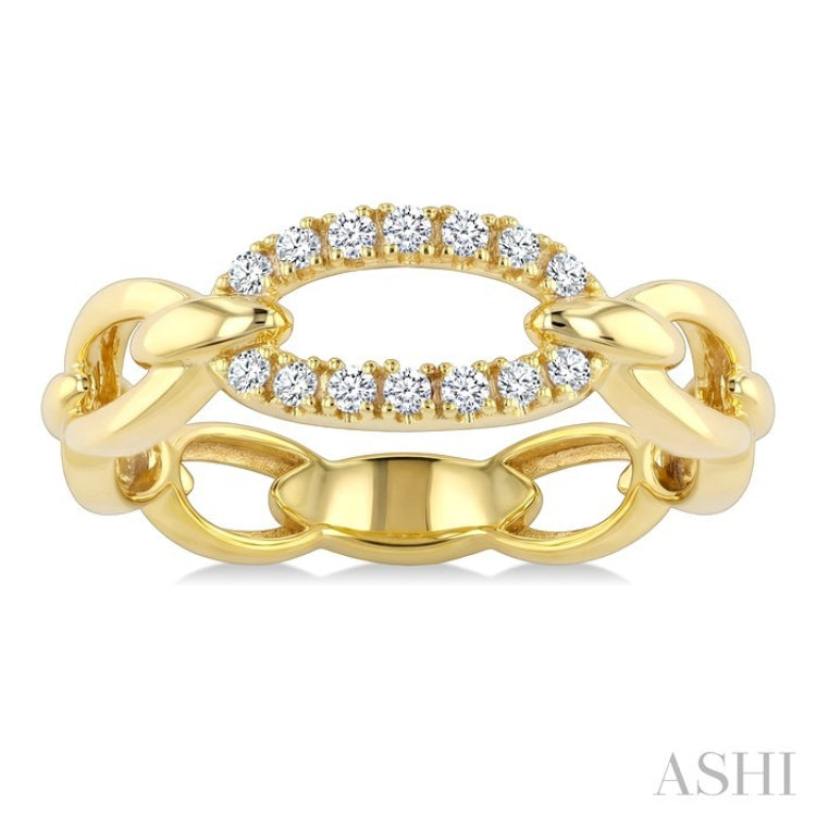 1/6 Ctw Open Link Round Cut Diamond Fashion Ring in 14K Yellow Gold