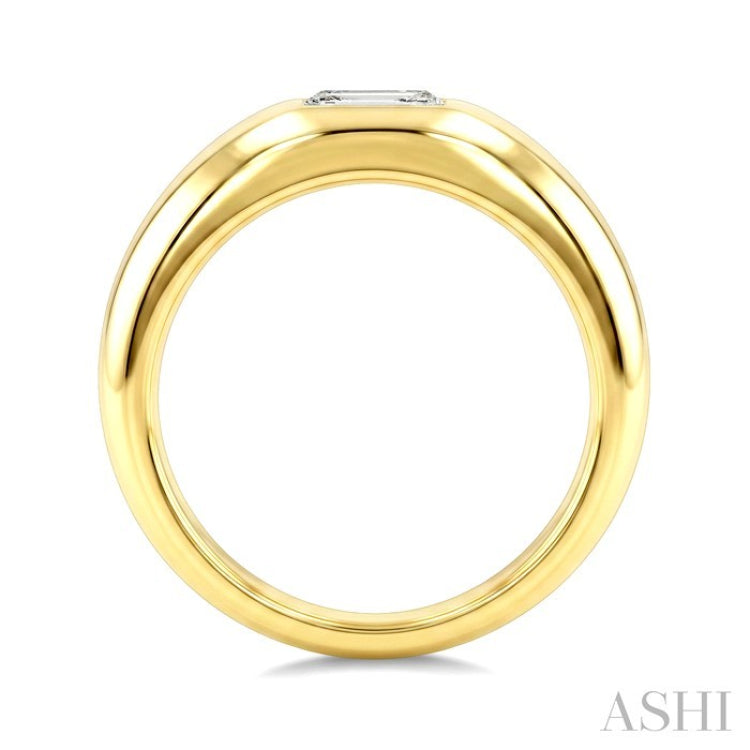 1/2 Ctw East-West Set Octagon Cut Diamond Aeris Gold Solitaire Fashion Ring in 14K Yellow Gold