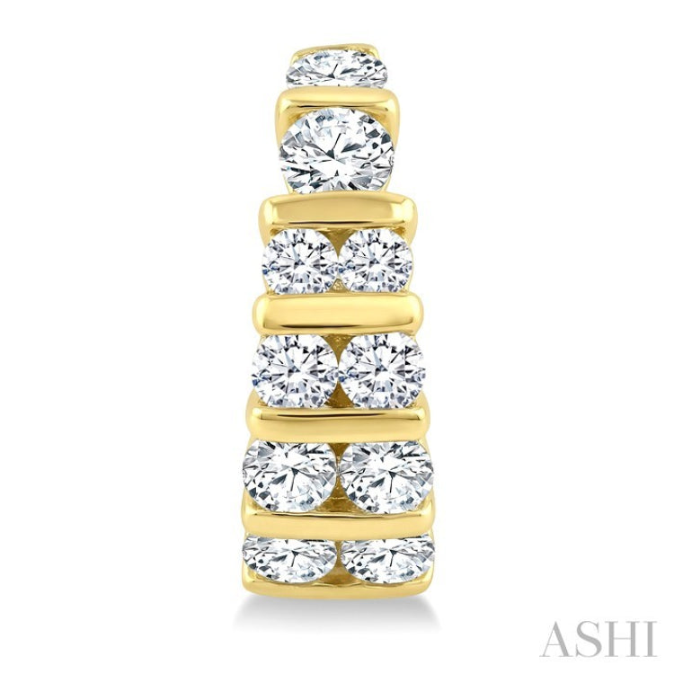1 Ctw Channel Set Round Cut Diamond Hoop Earrings in 14K Yellow Gold