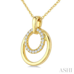 1/10 Ctw Nested Round Frame Round Cut Diamond Fashion Drop Pendant With Chain in 10K Yellow Gold