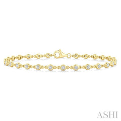 1 Ctw Bezel Set Round Cut Diamond Station Bracelet in 14K Yellow Gold