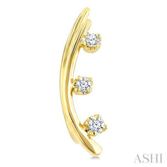 1/10 Ctw Round Cut Diamond Fashion Ear Climbers in 10K Yellow Gold