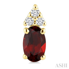 1/20 Ctw Oval Cut 5X3 MM Garnet and Round Cut Diamond semi-precious Earrings in 10K Yellow Gold
