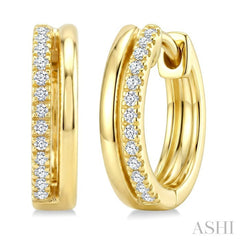 1/10 Ctw Petite Round Cut Diamond Fashion Huggie Earrings in 10K Yellow Gold