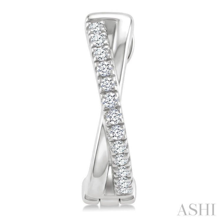 1/10 Ctw 'X' Petite Round Cut Diamond Fashion Huggie Earrings in 10K White Gold