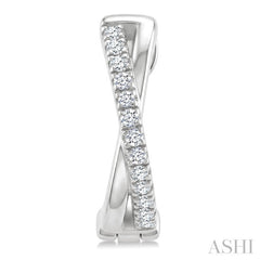 1/10 Ctw 'X' Petite Round Cut Diamond Fashion Huggie Earrings in 10K White Gold