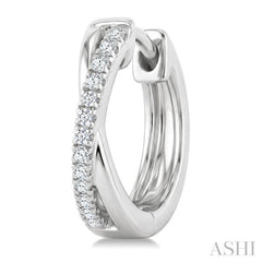 1/10 Ctw 'X' Petite Round Cut Diamond Fashion Huggie Earrings in 10K White Gold