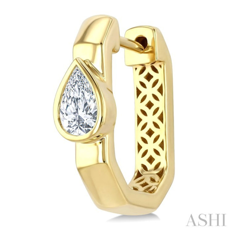 5/8 Ctw Pear Cut Diamond Fashion Hoop Earrings in 14K Yellow Gold