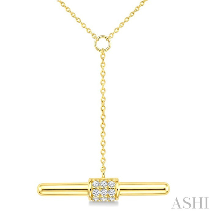 1/10 Ctw Round Cut Diamond T-Bar Fashion Necklace in 10K Yellow Gold