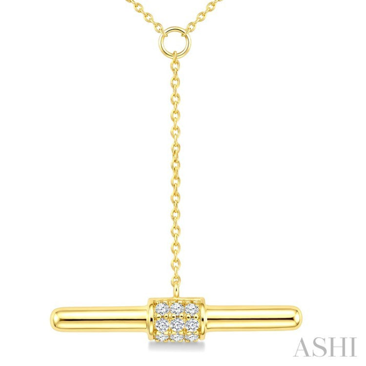 1/10 Ctw Round Cut Diamond T-Bar Fashion Necklace in 10K Yellow Gold