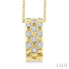 1/5 Ctw Round Cut Golden Glow Diamond Checkered Fashion Pendant With Chain in 10K Yellow Gold