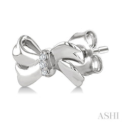 1/50 Ctw Round Cut Diamond Bow Fashion Earrings in Sterling Silver