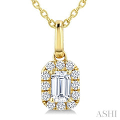 1/4 Ctw Octagon and Round Cut Diamond Fashion Halo Pendant With Chain in 14K Yellow Gold